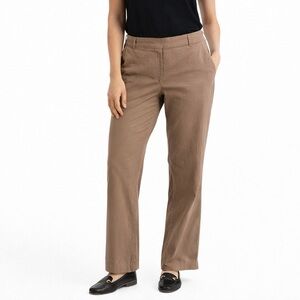 Eileen Fisher Brown Linen Blend Stretch Pants Trousers Sz 6 Office Career